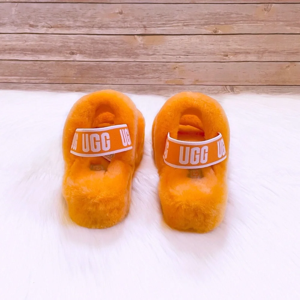 UGG Oh Yeah Sheepskin Slide Sandal Slippers In California Poppy - Picture 3 of 7